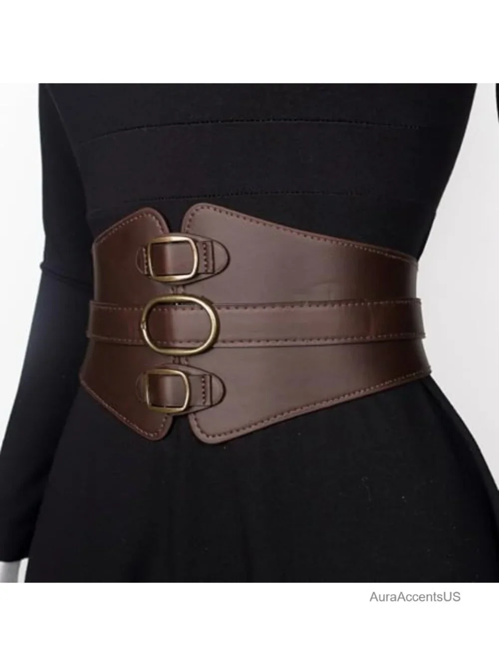 Faux Leather Renaissance Corset Belt Waist Cincher Underbust Cosplay